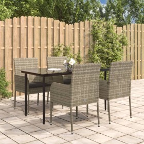 Set comedor jardín 5 pzas y cojines ratán sintético negro gris by , Garden sets - Ref: Foro24-3185151, Price: 349,79 €, Disco...