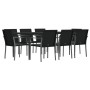 Juego comedor jardín 9 piezas y cojines ratán sintético y acero by , Garden sets - Ref: Foro24-3186952, Price: 632,24 €, Disc...