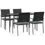 Juego comedor jardín 5 piezas y cojines ratán sintético y acero von , Gartensets - Ref: Foro24-3187005, Preis: 305,23 €, Raba...