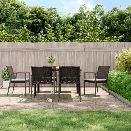 Juego comedor jardín 7 piezas y cojines ratán sintético y acero by , Garden sets - Ref: Foro24-3186990, Price: 526,29 €, Disc...