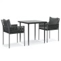 Juego comedor jardín 3 piezas y cojines ratán sintético y acero by , Garden sets - Ref: Foro24-3187051, Price: 285,32 €, Disc...