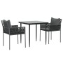 Juego comedor jardín 3 piezas y cojines ratán sintético y acero by , Garden sets - Ref: Foro24-3187051, Price: 285,32 €, Disc...