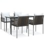 Juego comedor jardín 5 piezas y cojines ratán sintético y acero von , Gartensets - Ref: Foro24-3187053, Preis: 404,58 €, Raba...