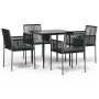 Set comedor jardín 5 pzas y cojines acero ratán sintético negro by , Garden sets - Ref: Foro24-3187066, Price: 380,18 €, Disc...