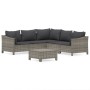 Set de muebles de jardín 6 pzas y cojines ratán sintético gris