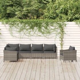 Set de muebles de jardín 7 pzas y cojines ratán sintético gris de , Conjuntos de jardín - Ref: Foro24-3187286, Precio: 586,56...