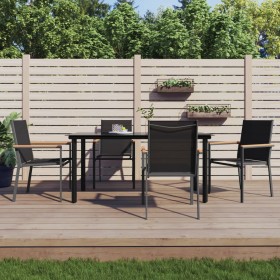 Juego de comedor para jardín 5 piezas acero y textilene negro von , Gartensets - Ref: Foro24-3187045, Preis: 377,81 €, Rabatt: %