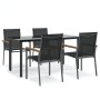 Juego de comedor para jardín 5 piezas acero y textilene negro de , Conjuntos de jardín - Ref: Foro24-3187045, Precio: 305,15 €