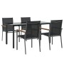 Juego de comedor para jardín 5 piezas acero y textilene negro de , Conjuntos de jardín - Ref: Foro24-3187045, Precio: 305,15 €