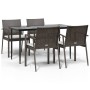 Juego comedor jardín 5 piezas y cojines ratán sintético y acero by , Garden sets - Ref: Foro24-3186973, Price: 389,75 €, Disc...