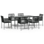 Set comedor jardín 7 pzas y cojines acero ratán sintético negro by , Garden sets - Ref: Foro24-3187070, Price: 543,11 €, Disc...