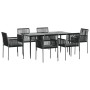Set comedor jardín 7 pzas y cojines acero ratán sintético negro by , Garden sets - Ref: Foro24-3187070, Price: 543,11 €, Disc...