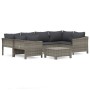 Set de muebles de jardín 7 pzas y cojines ratán sintético gris