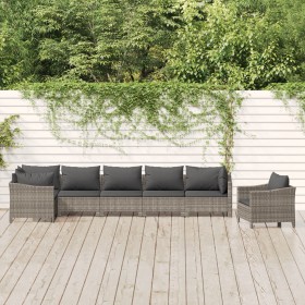 Set de muebles de jardín 7 pzas y cojines ratán sintético gris de , Conjuntos de jardín - Ref: Foro24-3187284, Precio: 586,56...