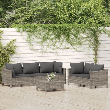 Set de muebles de jardín 6 pzas y cojines ratán sintético gris by , Garden sets - Ref: Foro24-3187265, Price: 559,20 €, Disco...