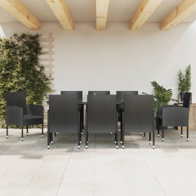 Juego de comedor de jardín 9 pzas ratán sintético y acero negro de , Conjuntos de jardín - Ref: Foro24-3203343, Precio: 697,9...