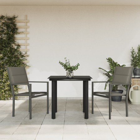 Juego de comedor para jardín 3 piezas acero y textilene negro by , Garden sets - Ref: Foro24-3200742, Price: 179,31 €, Discou...