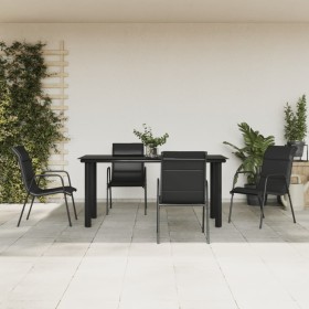 Juego de comedor para jardín 5 piezas acero y textilene negro von , Gartensets - Ref: Foro24-3200714, Preis: 322,79 €, Rabatt: %