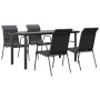 Juego de comedor para jardín 5 piezas acero y textilene negro von , Gartensets - Ref: Foro24-3200714, Preis: 291,86 €, Rabatt: %