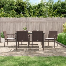 Juego comedor jardín 7 piezas y cojines ratán sintético y acero by , Garden sets - Ref: Foro24-3186946, Price: 428,38 €, Disc...