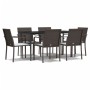 Juego comedor jardín 7 piezas y cojines ratán sintético y acero von , Gartensets - Ref: Foro24-3186946, Preis: 421,58 €, Raba...