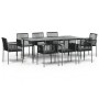 Set comedor jardín 9 pzas y cojines acero ratán sintético negro by , Garden sets - Ref: Foro24-3187072, Price: 630,57 €, Disc...