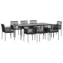 Set comedor jardín 9 pzas y cojines acero ratán sintético negro by , Garden sets - Ref: Foro24-3187072, Price: 630,57 €, Disc...