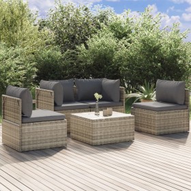 Set de muebles de jardín 5 pzas y cojines ratán sintético gris von , Gartensets - Ref: Foro24-3157372, Preis: 460,99 €, Rabat...