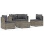 Set de muebles de jardín 5 pzas y cojines ratán sintético gris