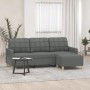 Sofá de 3 plazas con taburete de tela gris oscuro 180 cm de , Sofás - Ref: Foro24-3201002, Precio: 367,19 €, Descuento: %