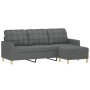 Sofá de 3 plazas con taburete de tela gris oscuro 180 cm de , Sofás - Ref: Foro24-3201002, Precio: 367,19 €, Descuento: %