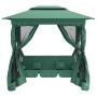 Cenador de jardín banco columpio convertible acero y tela verde