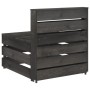 Zentrales Gartensofa aus grau imprägnierten Kiefernholzpaletten von vidaXL, Modulare Sofas für den Außenbereich - Ref: Foro24...