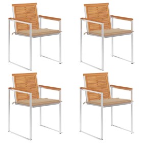 Sillas de jardín y cojines 4 unidades madera maciza de acacia by , Garden chairs - Ref: Foro24-3078473, Price: 463,77 €, Disc...