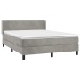 Cama box spring con colchón terciopelo gris claro 140x190 cm