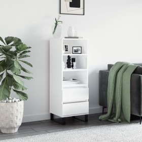 Aparador alto madera contrachapada blanco brillo 40x36x110 cm by , Sideboards - Ref: Foro24-831518, Price: 80,65 €, Discount: %