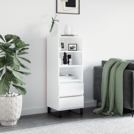 Aparador alto madera contrachapada blanco brillo 40x36x110 cm by , Sideboards - Ref: Foro24-831518, Price: 80,56 €, Discount: %