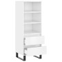 Aparador alto madera contrachapada blanco brillo 40x36x110 cm by , Sideboards - Ref: Foro24-831518, Price: 80,56 €, Discount: %