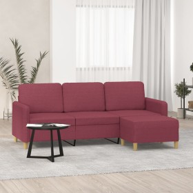 Sofá de 3 plazas con taburete de tela rojo tinto 180 cm von , Sofas - Ref: Foro24-3201198, Preis: 314,68 €, Rabatt: %