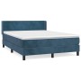Cama box spring con colchón terciopelo azul oscuro 140x190 cm