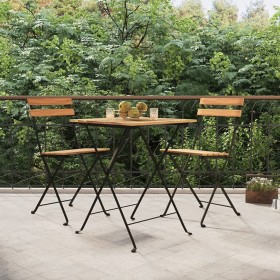 Sillas cafetería plegables 2 uds acero y madera maciza de teca von , Gartenstühle - Ref: Foro24-319979, Preis: 96,53 €, Rabat...