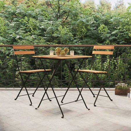Sillas cafetería plegables 2 uds acero y madera maciza de teca von , Gartenstühle - Ref: Foro24-319979, Preis: 95,83 €, Rabat...