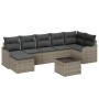 Conjunto de sofá de jardín con cojín 8 pcs Gris Poliratán