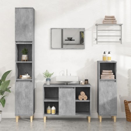 Armario de lavabo madera contrachapada gris hormigón 80x33x60cm de , Tocadores de baño - Ref: Foro24-821288, Precio: 79,68 €