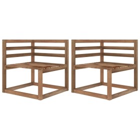 Garden pallet corner sofas 2 units brown impregnated pine by vidaXL, Modular outdoor sofas - Ref: Foro24-316192, Price: 69,41...