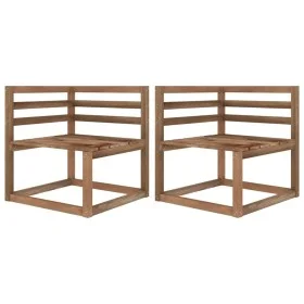 Garden pallet corner sofas 2 units brown impregnated pine by vidaXL, Modular outdoor sofas - Ref: Foro24-316192, Price: 65,51...