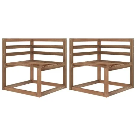 Garden pallet corner sofas 2 units brown impregnated pine by vidaXL, Modular outdoor sofas - Ref: Foro24-316192, Price: 65,51...