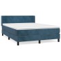 Cama box spring con colchón terciopelo azul oscuro 140x200 cm