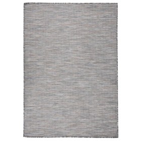 Alfombra de exterior de tejido plano marrón y azul 140x200 cm de , Alfombras - Ref: Foro24-340817, Precio: 44,21 €, Descuento: %