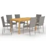 Juego de comedor para jardín de 7 piezas gris de vidaXL, Conjuntos de jardín - Ref: Foro24-3067788, Precio: 407,62 €, Descuen...
